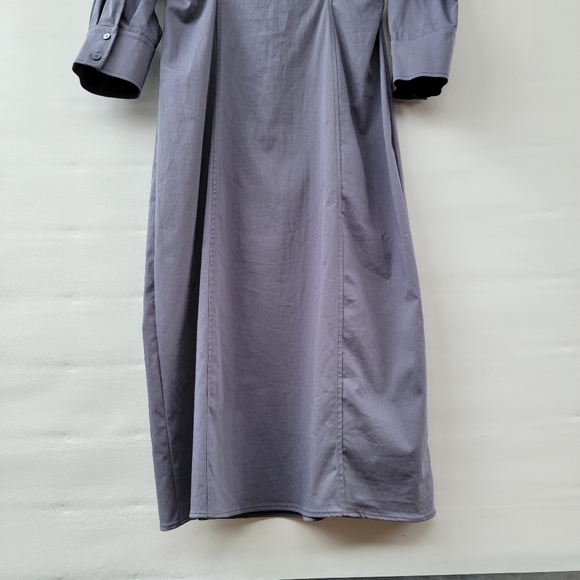 Zara Womens Medium Utilitarian Minimalist Gray Long Sleeve Midi Long Shirt Dress - Picture 15 of 16